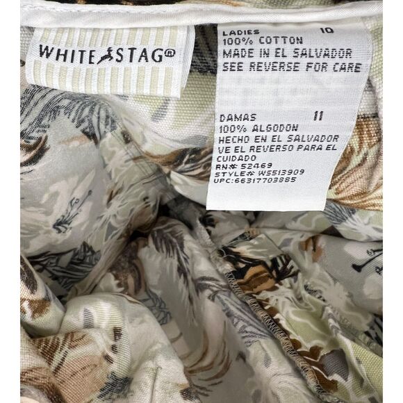 Womens White Stag Pants Size 10 Palm Tree All Over Print Cotton Capri Beach Vibe - Picture 6 of 6